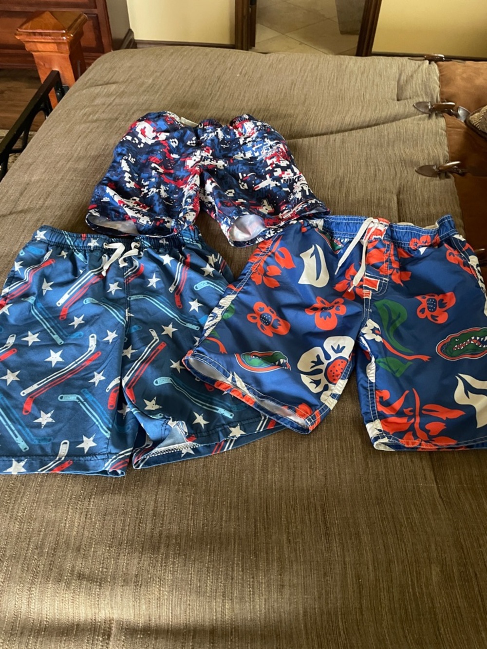 3-Pack Blue Patterned Boys Swim Trunks